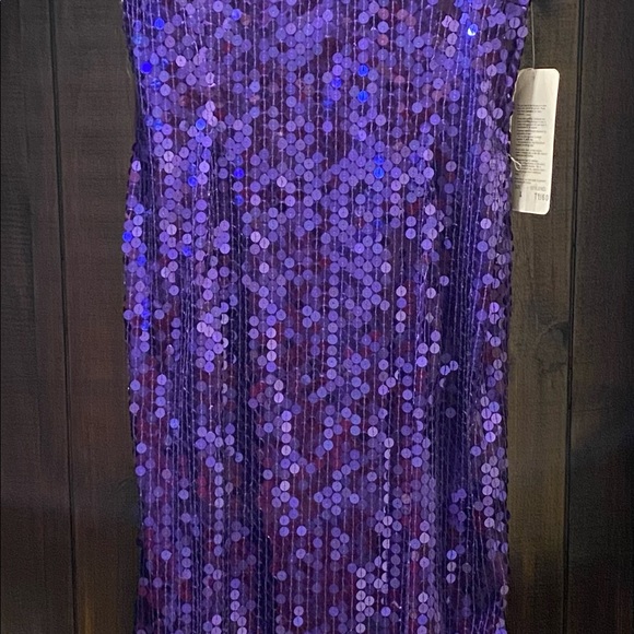 NWT Adrianna Papell Evening Purple Sequins Size 4 Column Gown. Prom Black Tie - Picture 7 of 8